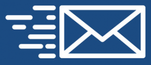 Envelope graphic on dark blue background